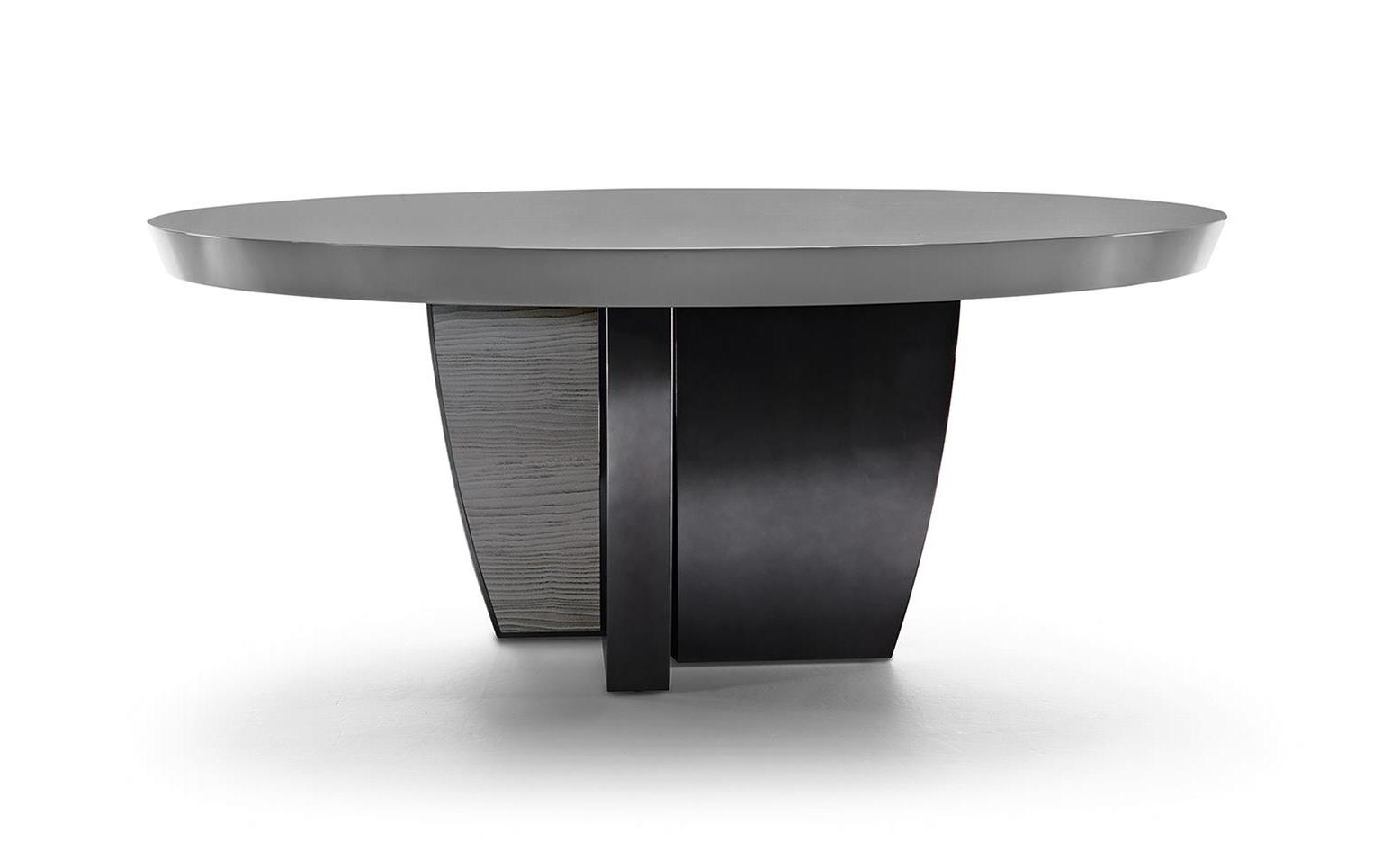 Round Table with Metal and Wood Base | Dimensions: Ø 160 cm