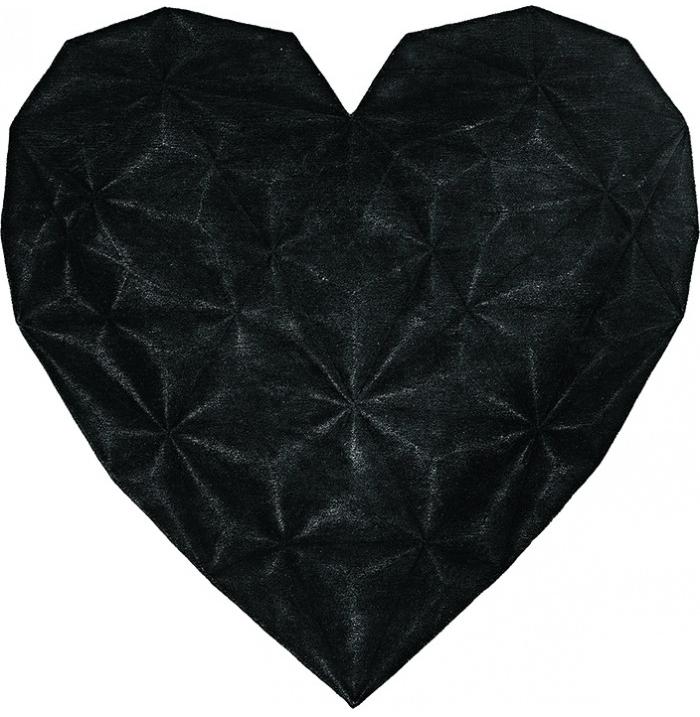 Heart Viscose / Wool Black Premium Rug