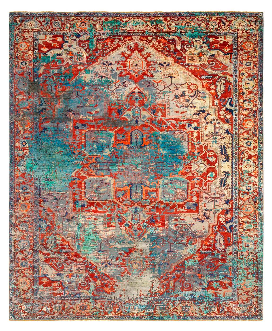 Serapi Blue & Red Hand-knotted Rug