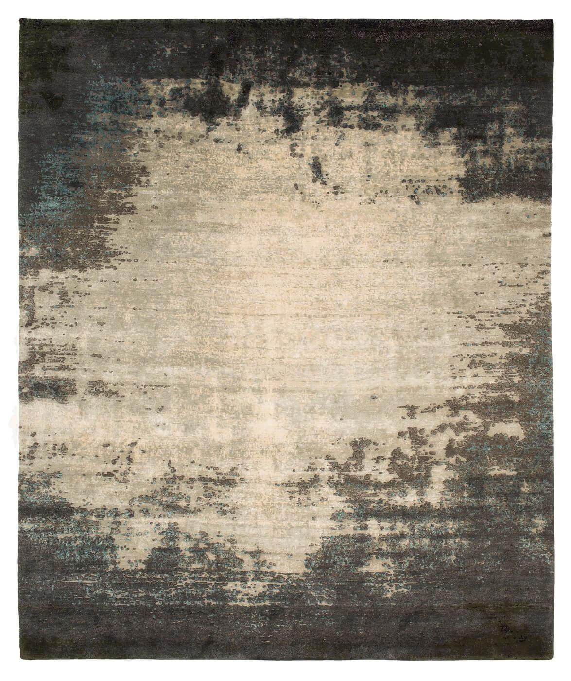 Hand-Knotted Artwork Wool & Silk Grey Rug