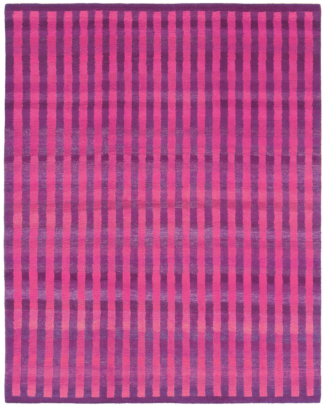 Hand-Knotted Wool Pink Stripes Rug