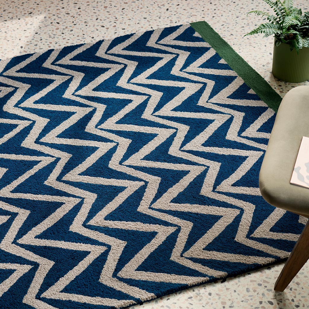 Blue Flat Weave Outdoor Rug
