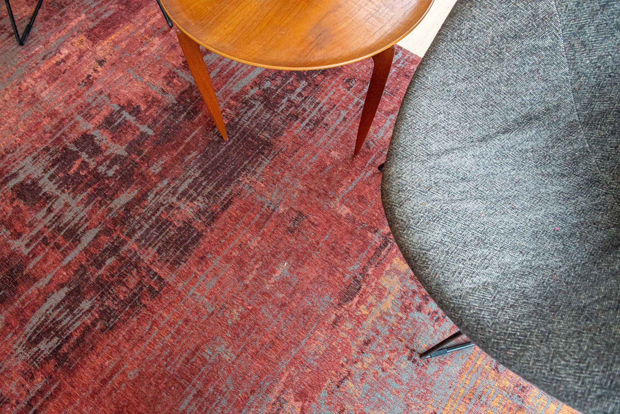 Abstract Flatwoven Red Rug