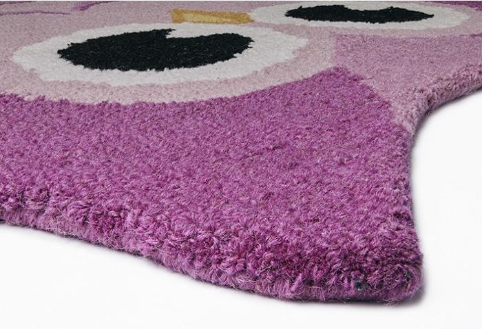 Animals Owl Pink Hand-Tufted Rug