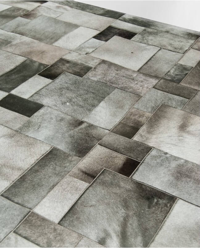 Puzzle Cowhide Grey Rug