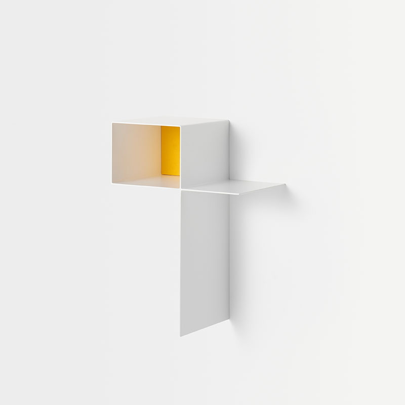 Randomissimo Italian Bookcase ☞ Color: Matt Painted White X053 ☞ Configuration: Module B (Right) ☞ Backrest: Yellow