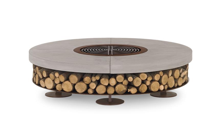 Ercole Concrete Outdoor Italian Fire Pit | Finishing: White | Dimensions: Ø 150 cm