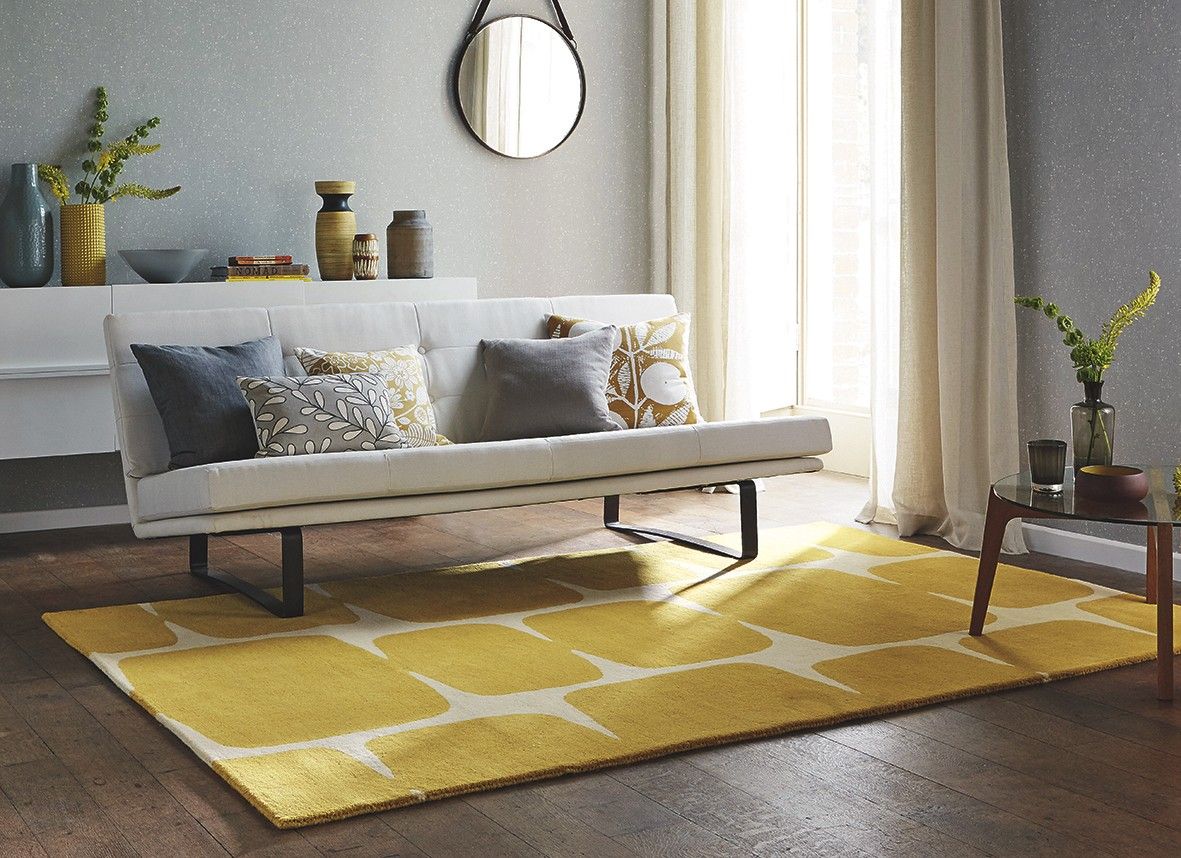 Yellow Indian Handtufted Wool Rug ☞ Size: 6' 7" x 9' 2" (200 x 280 cm)