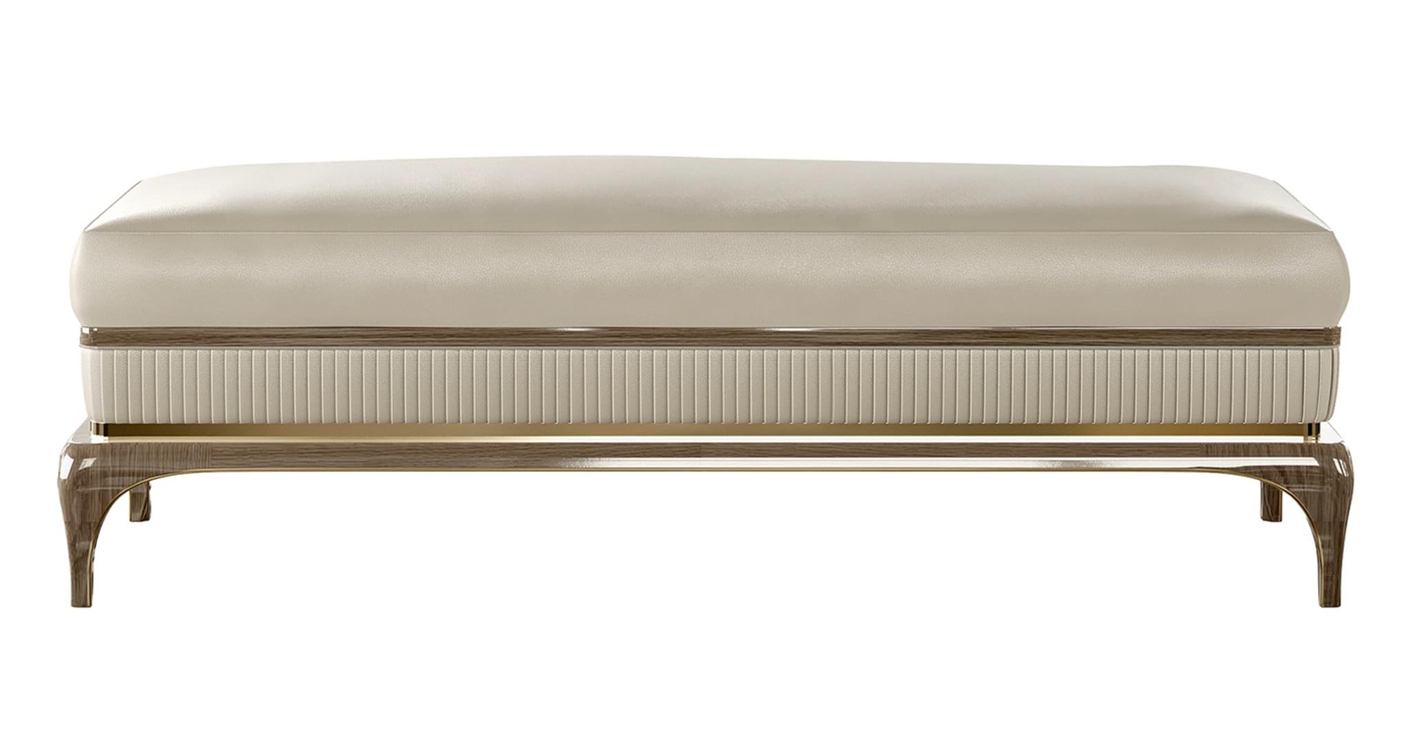 Beige Leather Bench