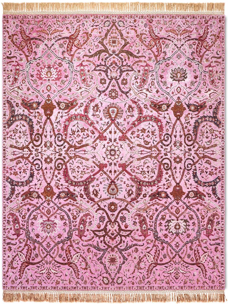 Heriz Pink Hand Knotted Rug