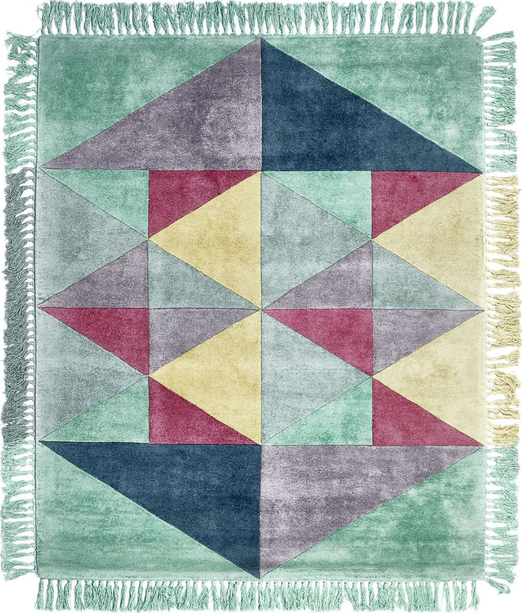 Triangles Silk Multi / Turquoise Sitap Rug