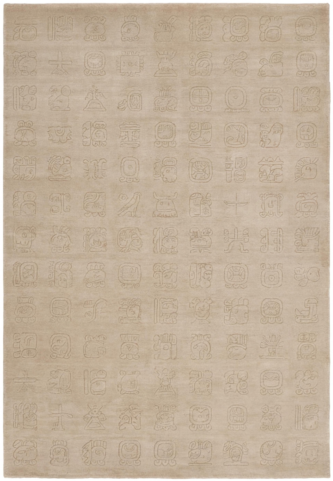 Symbol Grid Beige Handcrafted Rug