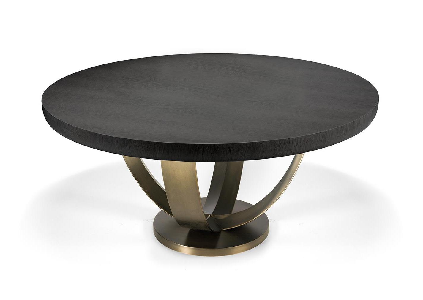 Round Table with Gloss Top and Bronze Base