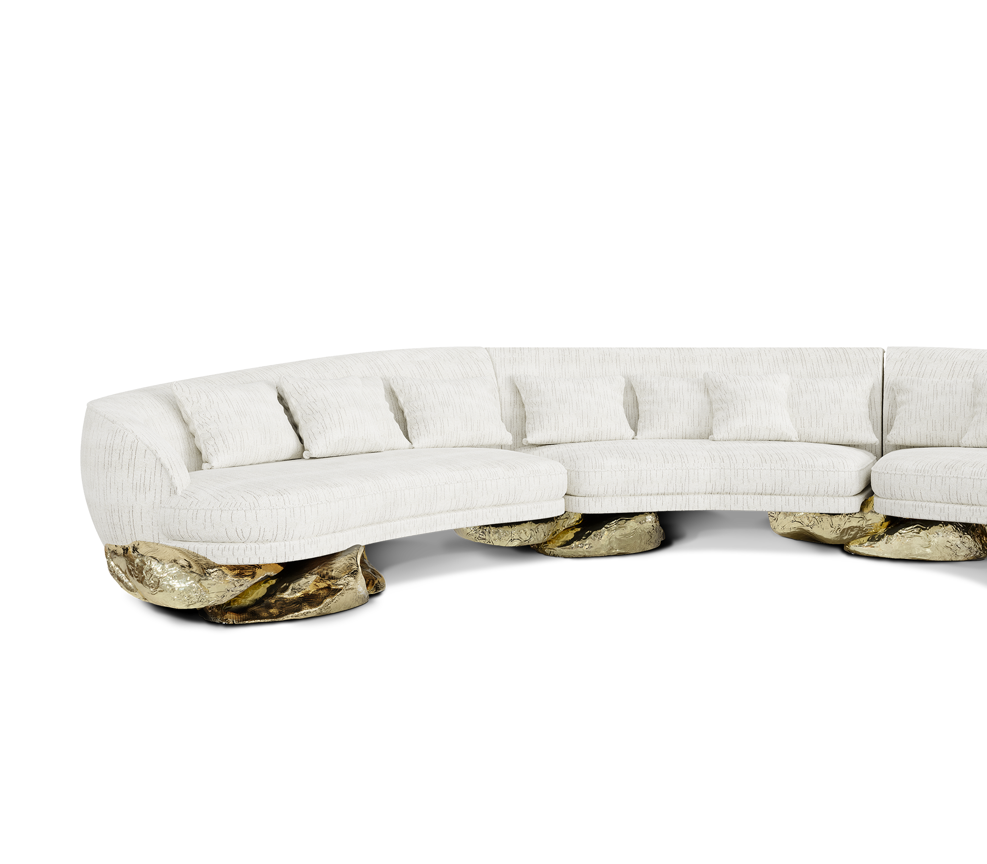Angora White Curved Sofa
