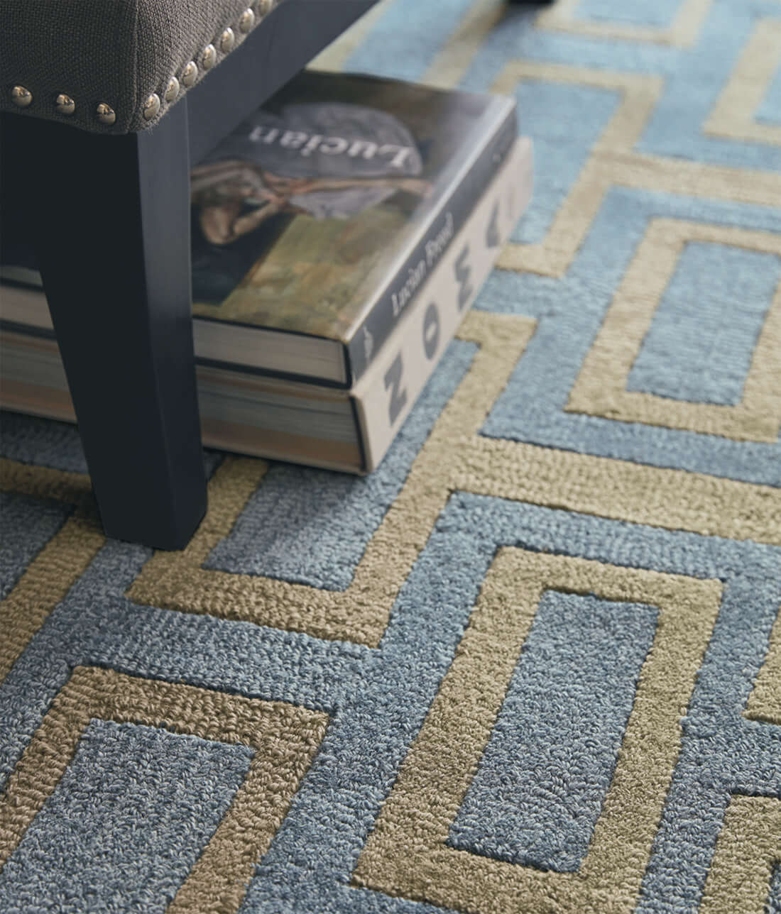 Intaglio Blue Handwoven Rug