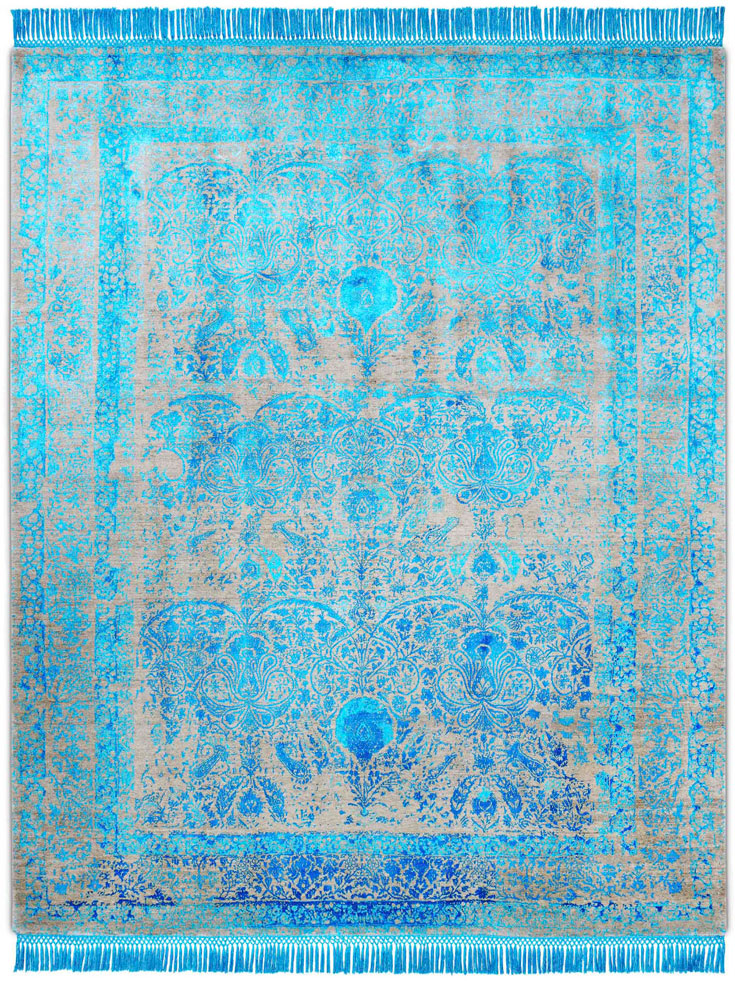 Electric Blue Hand Woven Rug