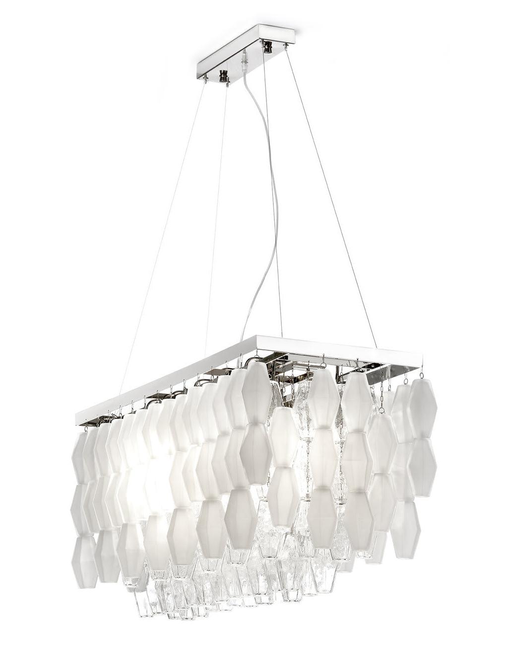 Rectangular Murano Nickel Crystal Chandelier