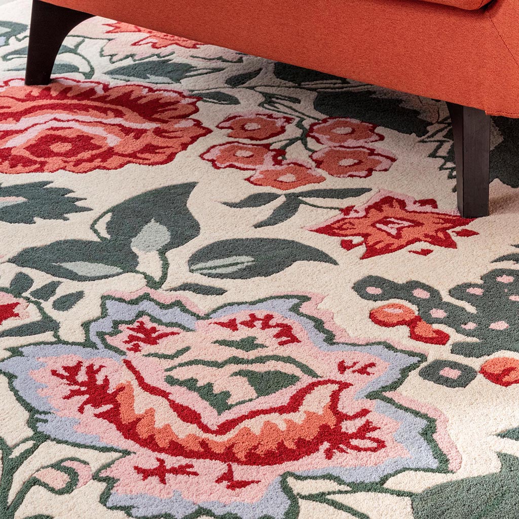 Poppy Red Floral Rug