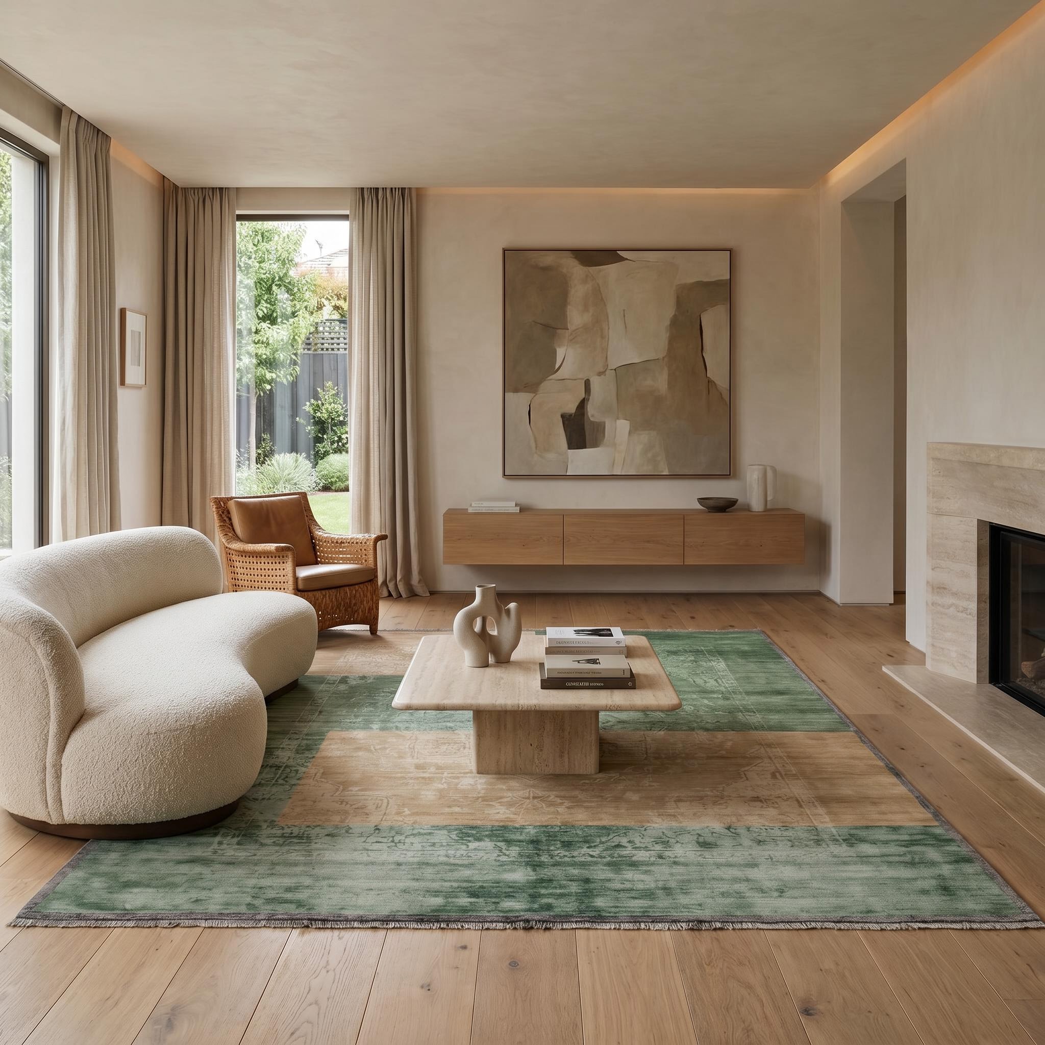 Sage Mosaic Green Handcrafted Rug