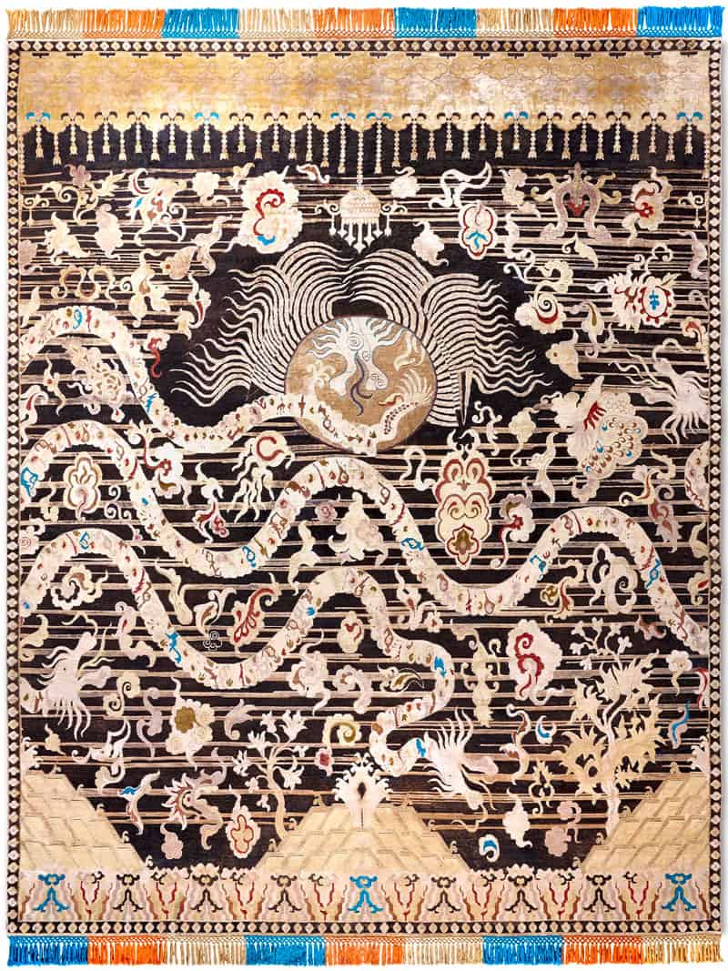 Dragon Black / Gold Exquisite Handmade Rug