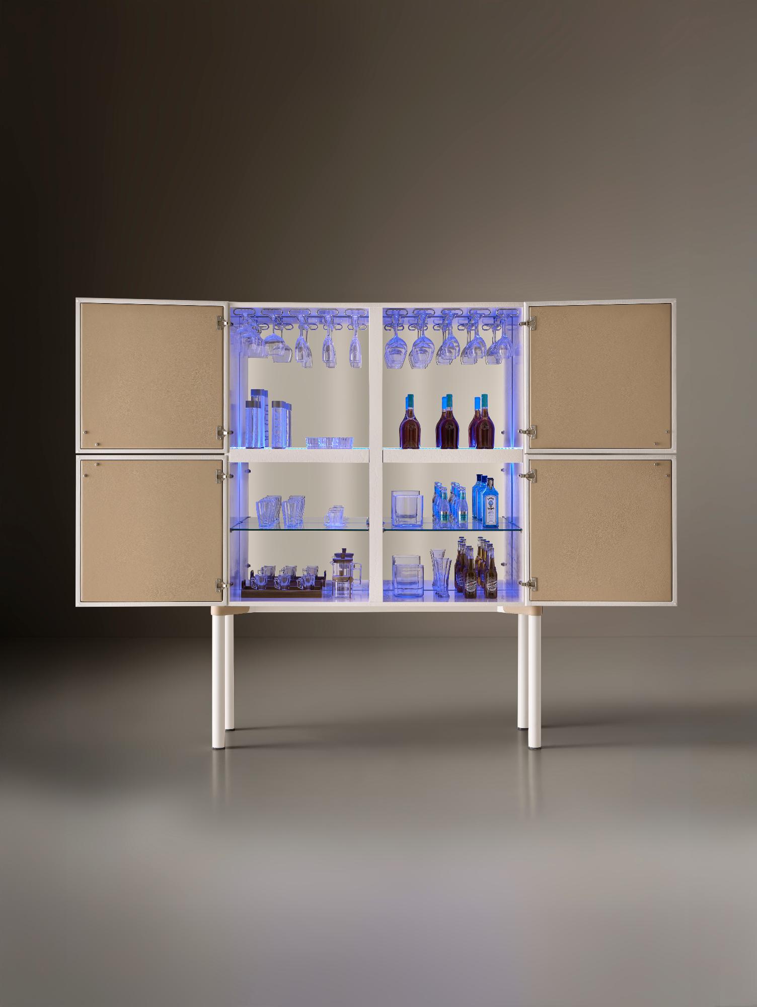 Alexandra Contemporary White Bar Cabinet