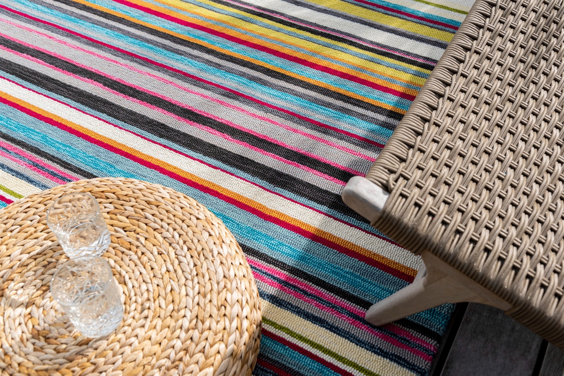 Outdoor Striped Multi Rug