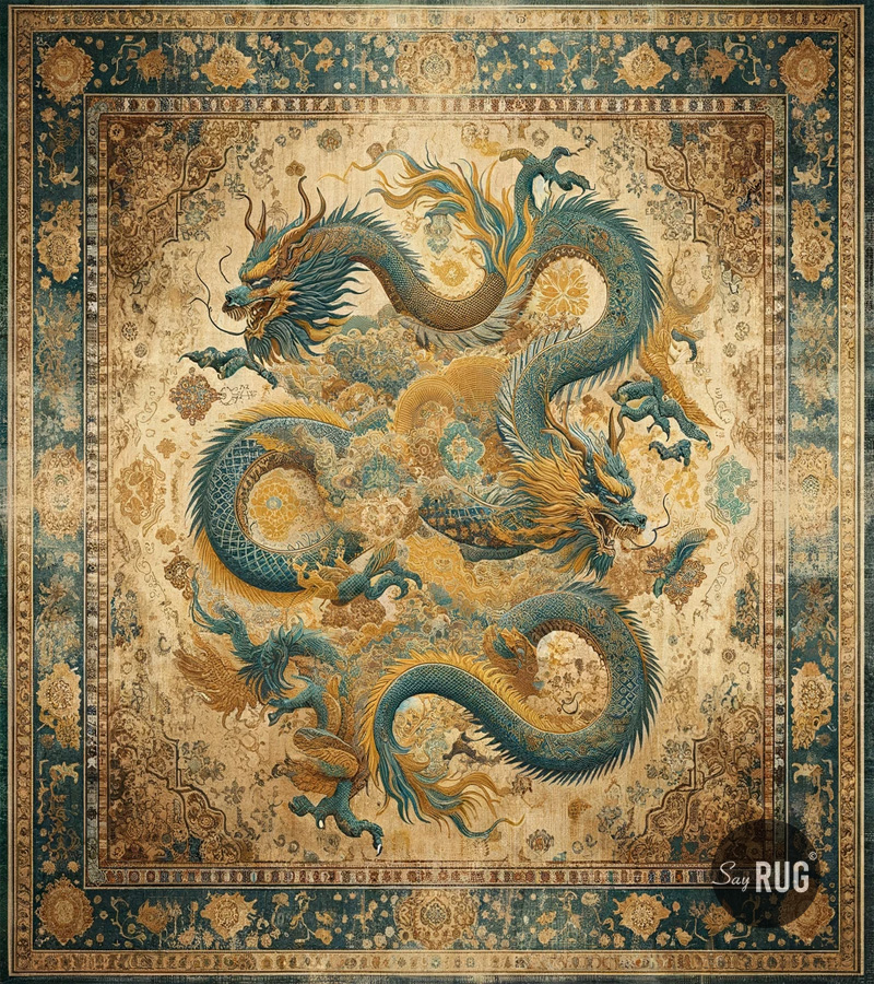 Dragon Green Designer Rug