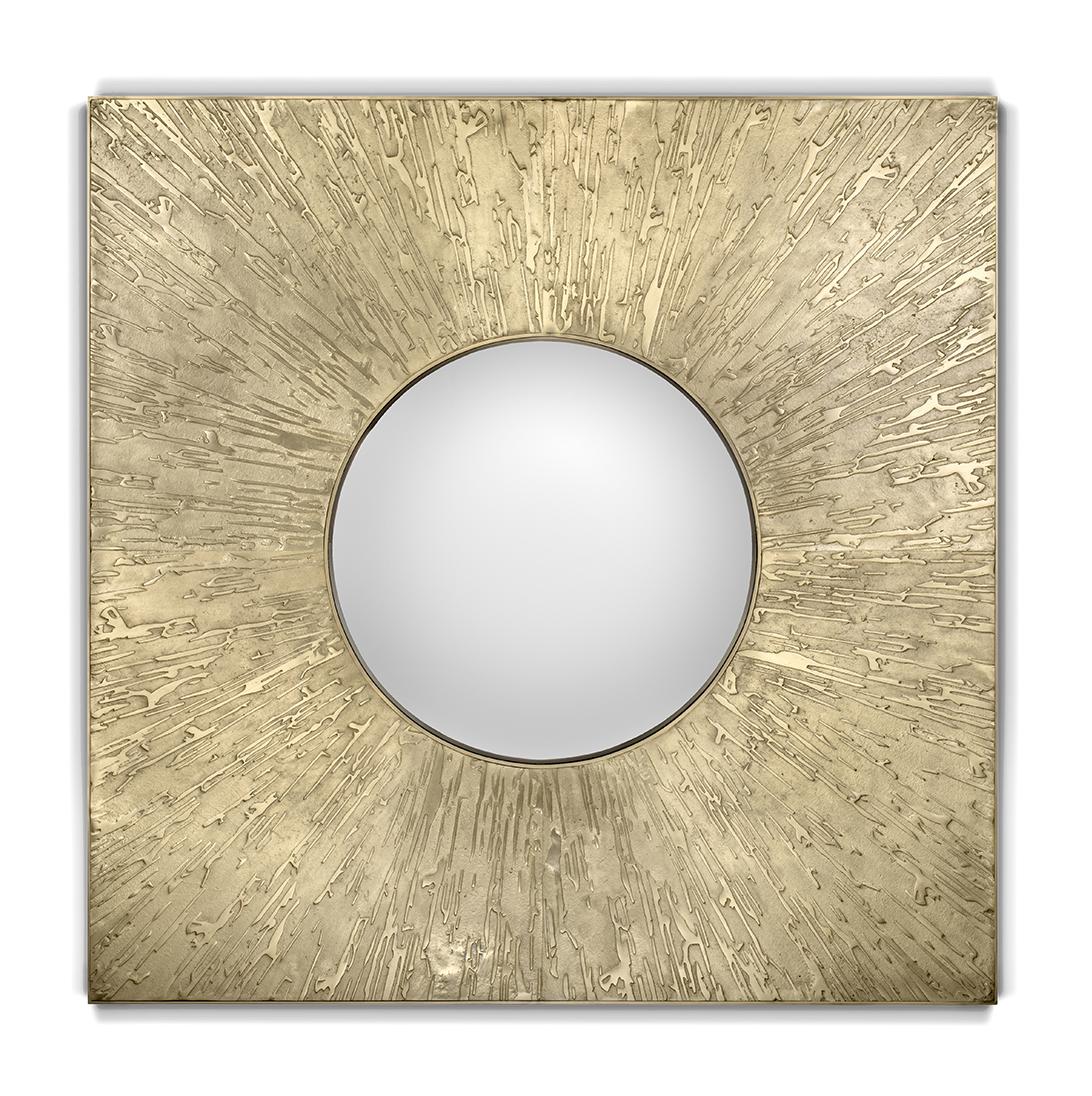 Square Brass Accent Mirror
