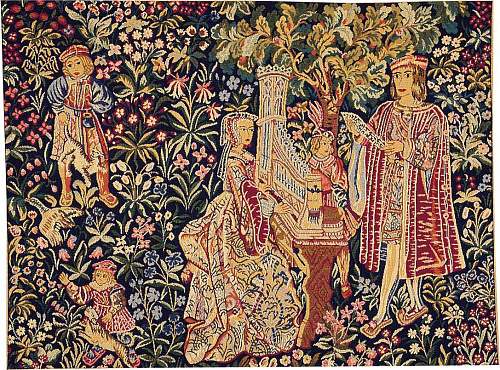 Lady with Organ Without Border Tapestry