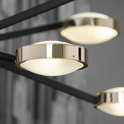 Grand Art Deco Chandelier in Black and Polished Brass