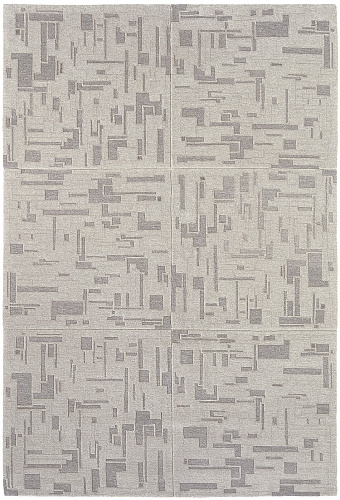 Hand-Knotted Map Grey Rug