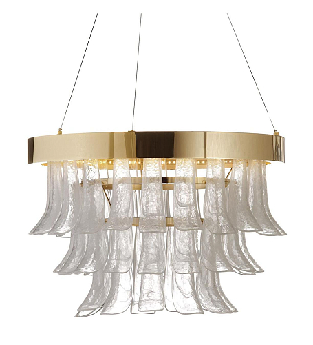 Gold LED Ring Chandelier with Murano Glass