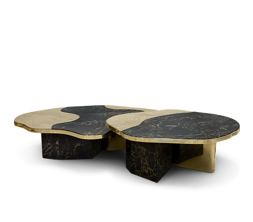 Athena Portoro Marble & Gold Table Set