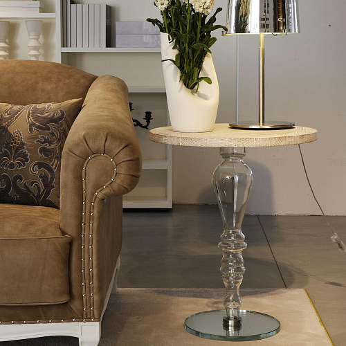Sculptural Side Table with Glass Top