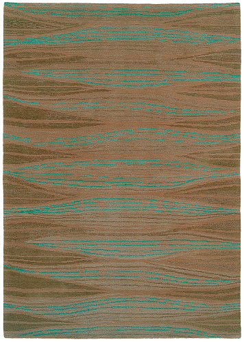 Hand-Knotted Green Wool & Silk Rug