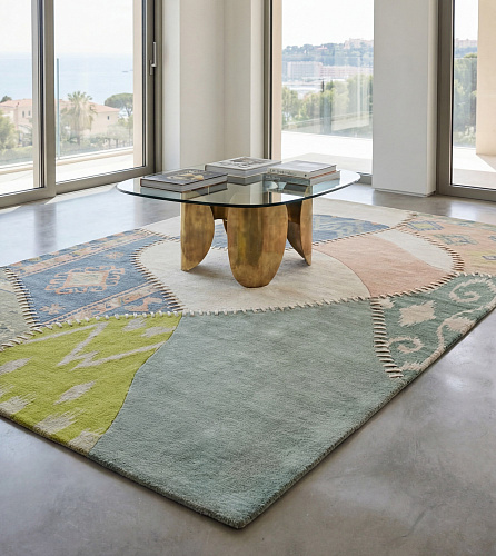 Textile Fragments Green Handcrafted Rug