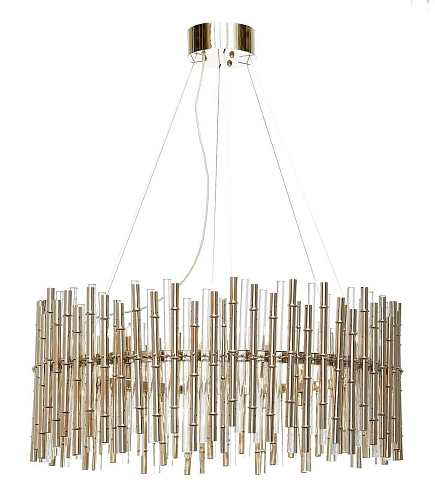 Bamboo Glass and Gold Chandelier