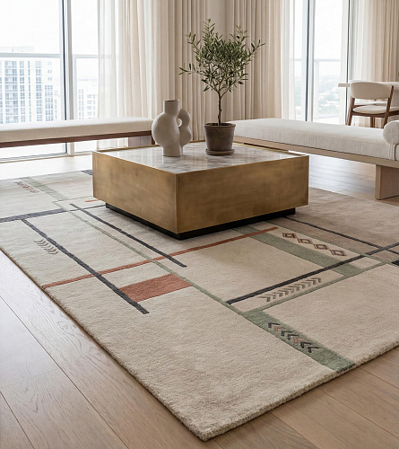 Architect Lines Taupe Handcrafted Rug