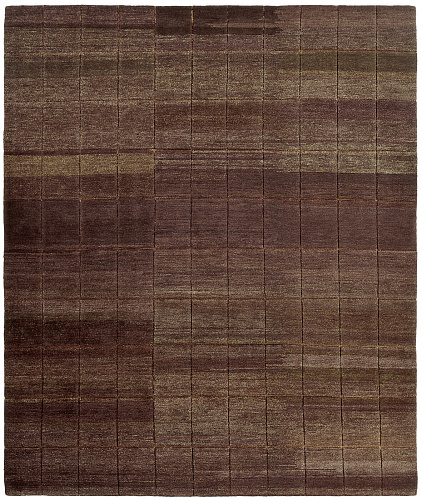 Deep Line Brown Hand-Knotted Rug