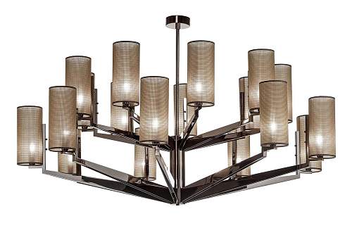 Spider Black Nickel Chandelier with Fabric Shades