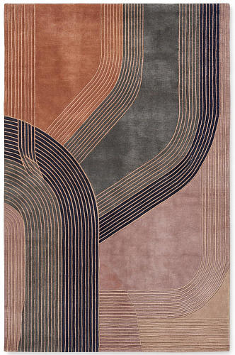 Vertical Currents Dark Handcrafted Rug
