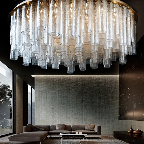 Gold Murano Glass Cylinder Chandelier