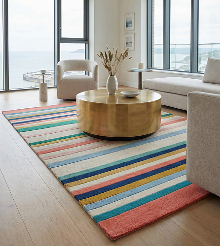 Striped Spectrum Blue Artisan Rug
