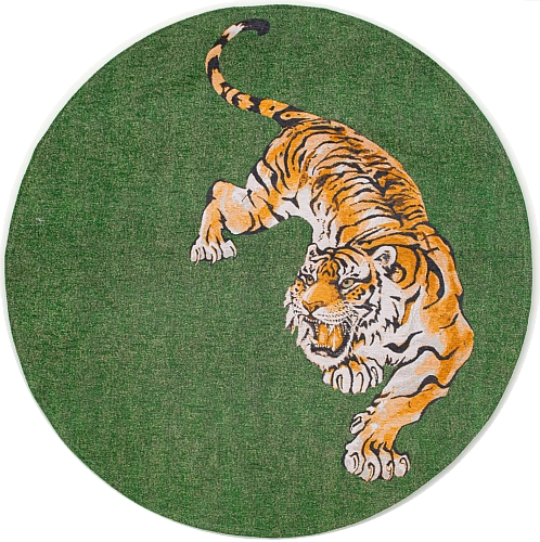 Green On Fire Round Rug