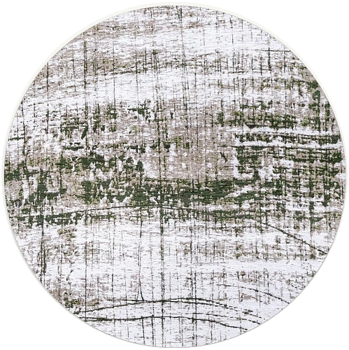 Central Green Round Rug