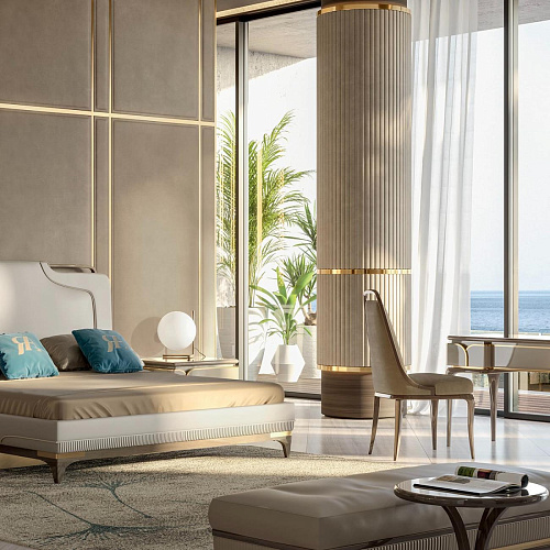 Beige Leather Bed
