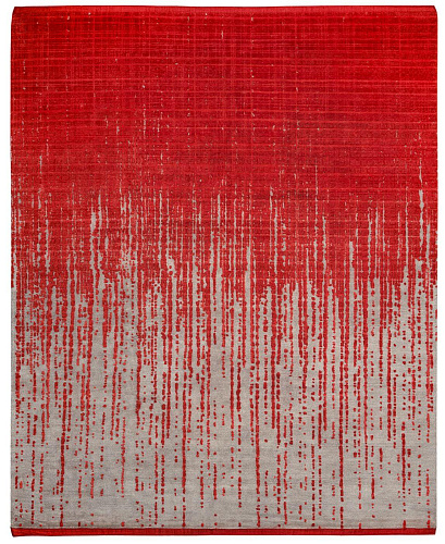 Hand-knotted Grid Red Rug