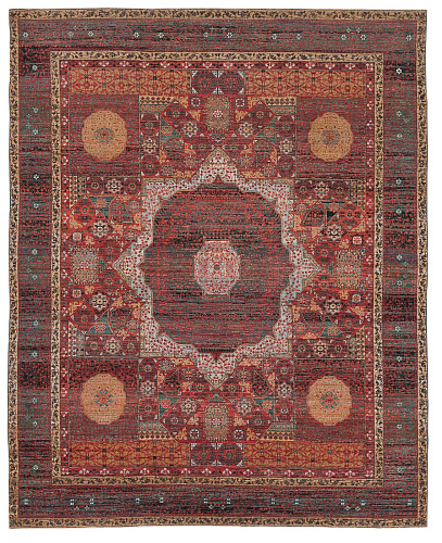Red Hand Knotted Wool & Silk Rug