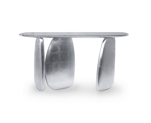 Sculptural Silver Console Table