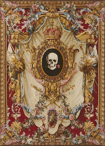 Skull and Coat of Arms Tapestry